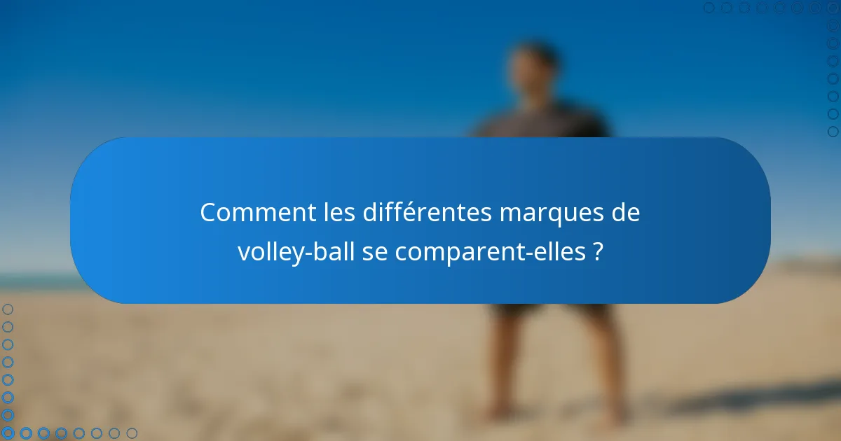 Comment les différentes marques de volley-ball se comparent-elles ?
