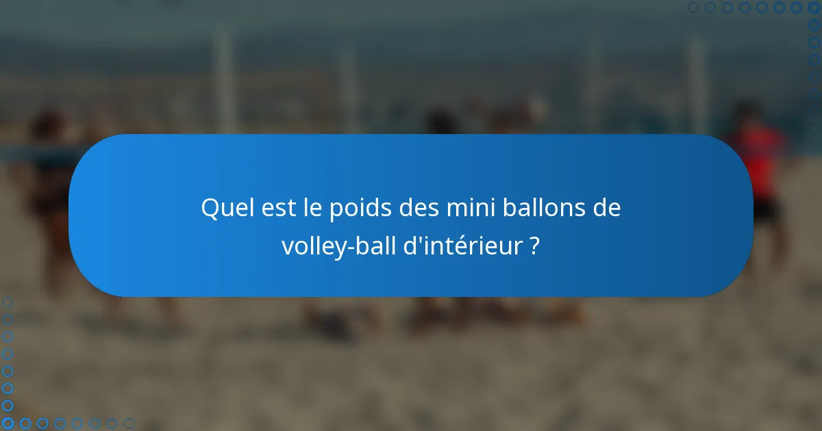 Quel est le poids des mini ballons de volley-ball d'intérieur ?