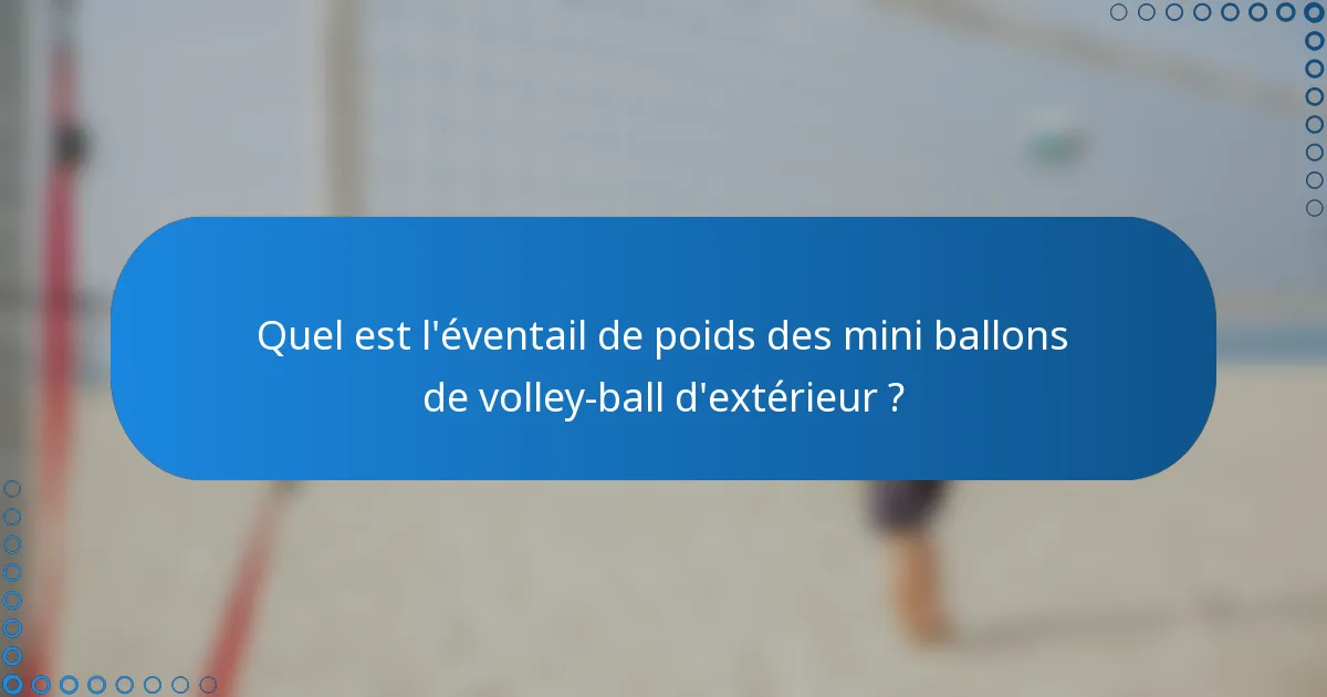 Quel est l'éventail de poids des mini ballons de volley-ball d'extérieur ?