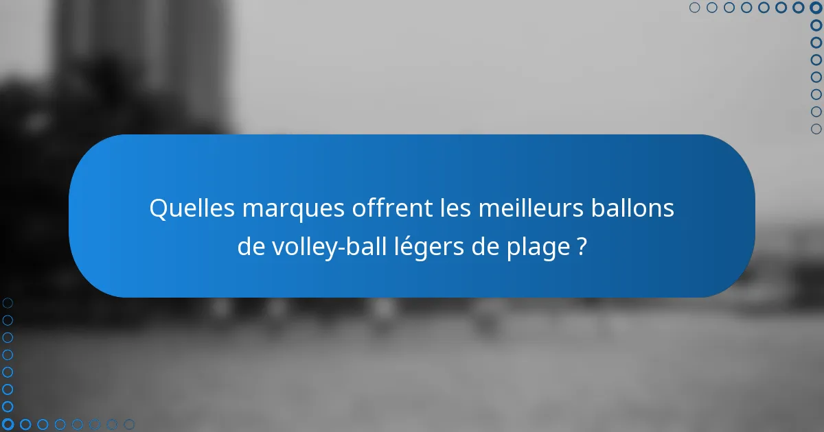 Quelles marques offrent les meilleurs ballons de volley-ball légers de plage ?