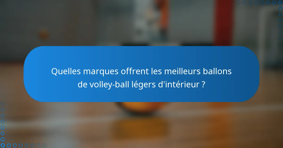 Quelles marques offrent les meilleurs ballons de volley-ball légers d'intérieur ?