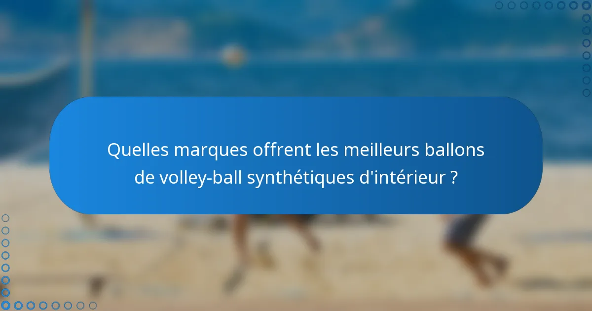 Quelles marques offrent les meilleurs ballons de volley-ball synthétiques d'intérieur ?