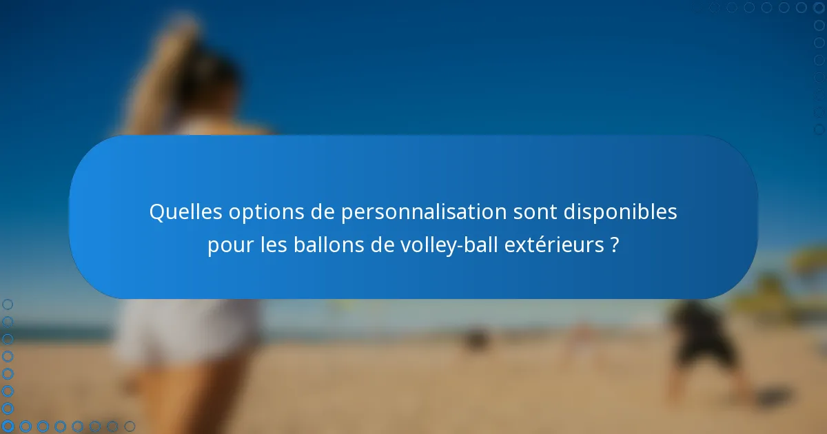 Quelles options de personnalisation sont disponibles pour les ballons de volley-ball extérieurs ?