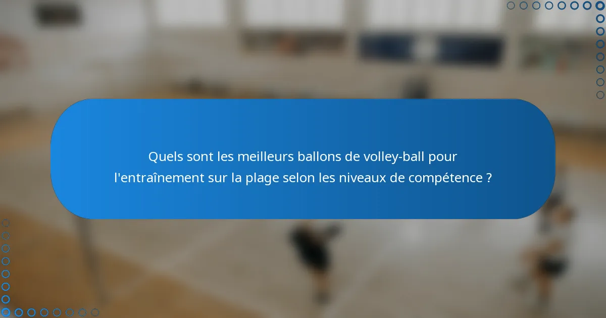 Quels sont les meilleurs ballons de volley-ball pour l'entraînement sur la plage selon les niveaux de compétence ?