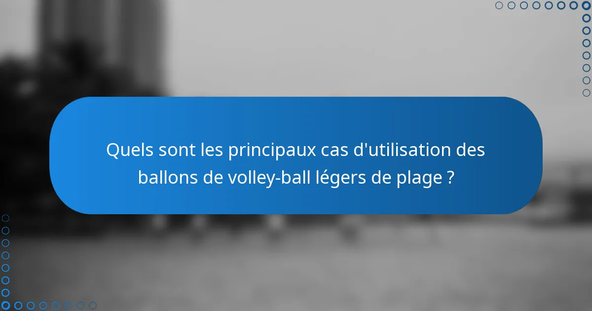 Quels sont les principaux cas d'utilisation des ballons de volley-ball légers de plage ?